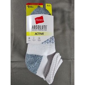 Hanes Boys 5 Pack Ankle Socks‎ Size M Shoe Size 9-2.5 White